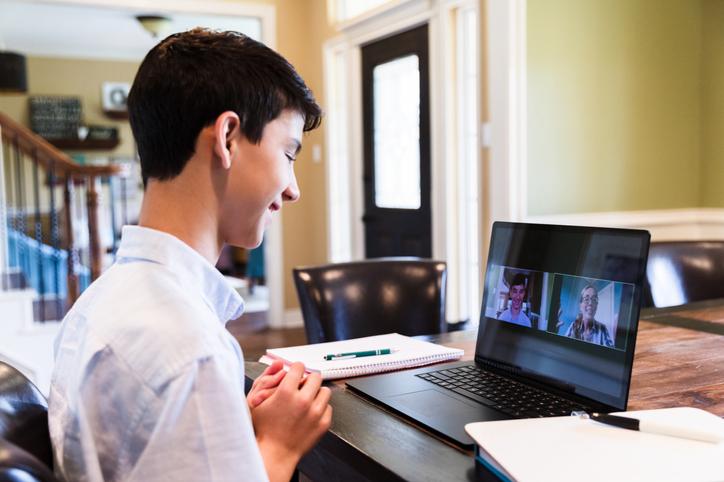 student working on computer